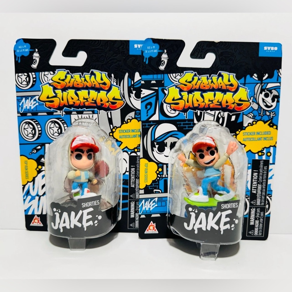 🆕 Subway Surfers Shorties Running Jake & Skating Jake Mini Figures With Stickers